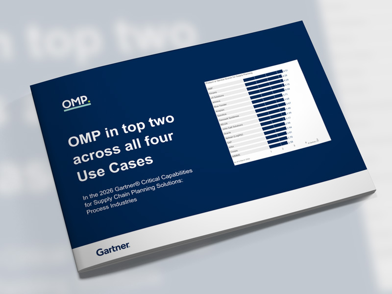 OMP ranked in highest two across all four Use Cases in the 2026 Gartner® Critical Capabilities for Supply Chain Planning Solutions: Process Industries